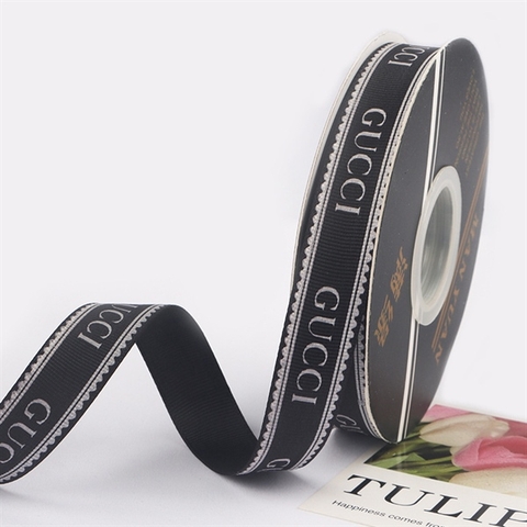 RB GUCCI màu ĐEN CHỮ TRẮNG 2CM*40m