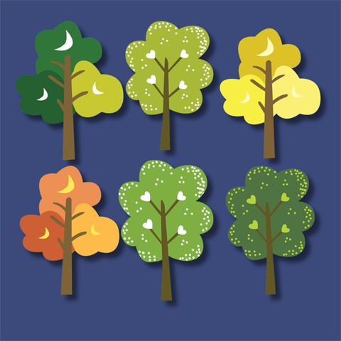 Set que giấy - Cây nhăn sắc màu