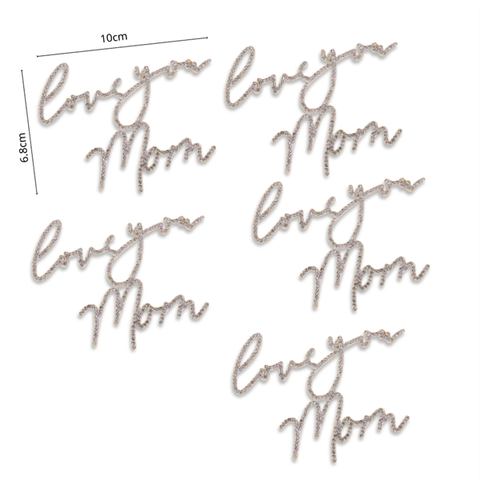SET 5 LOVE YOU MOM đính đá (không que)