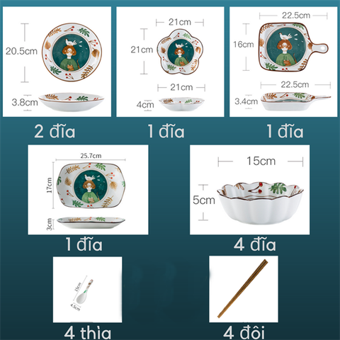 Tóc xù+chim-đĩa salat viền răng cưa 15*5cm