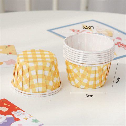 Set cốc cupcake giấy kẻ VÀNG lốc 100C