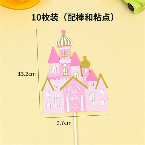 Set 10 que cắm lâu đài giấy HỒNG mã mới