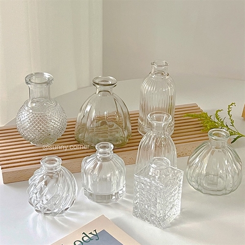 Bình thuỷ tinh decor hoạ tiết vân nổi - Size to