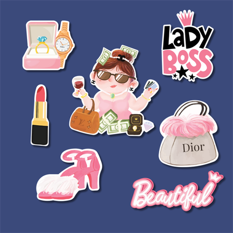 Set que giấy PN LADY BOSS - HỒNG phụ kiện (COMBO2)