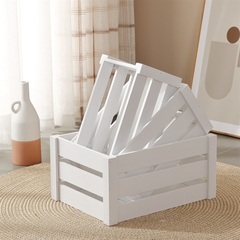 Khay hộp gỗ pallet size to 30*40*20cm - TRẮNG