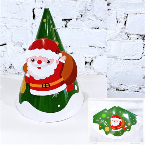 Set 10 mũ giấy XANH cán bóng MC ÔNG GIÀ TUYẾT vác bao quà