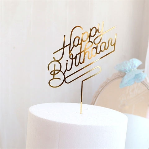 Topper mica HPBD 3 gạch chân VÀNG