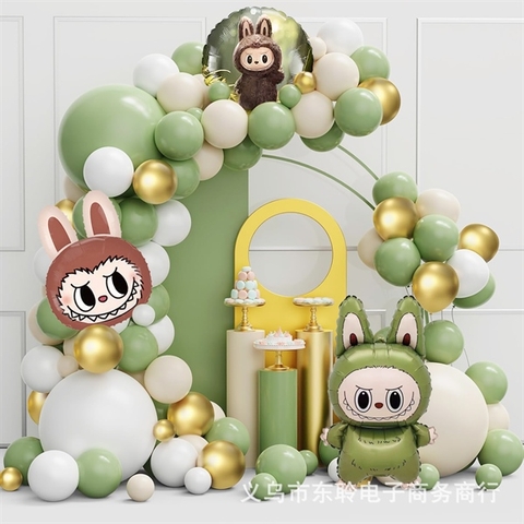 Set LABUBU + Set BÓNG bay trang trí tone XANH