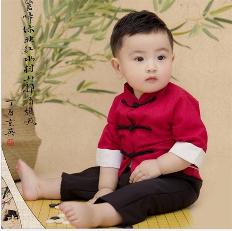 QUẦN ÁO TẾT BÉ TRAI ÁO ĐỎ, QUẦN ĐEN (6-12 T)