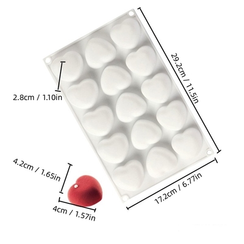 Khuôn 15 tim BÉO 4.2*4*2.8CM