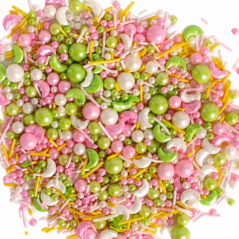 Cốm mix tròn, trăng ,sợi hồng vàng xanh trắng 100g