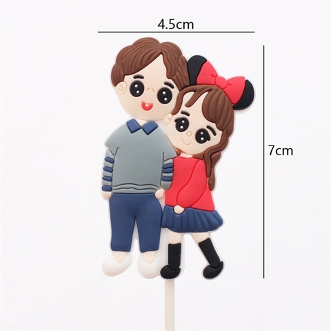 Cặp kute Bé trai + Bé gái áo đỏ, nơ đỏ NHỰA