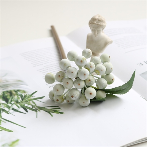 Cành quả mọng 25cm - màu TRẮNG XANH