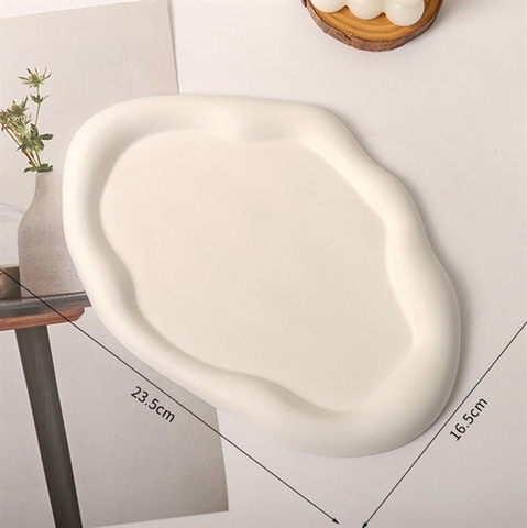 Đĩa decor đám mây trắng sứ 16,5*23,5cm
