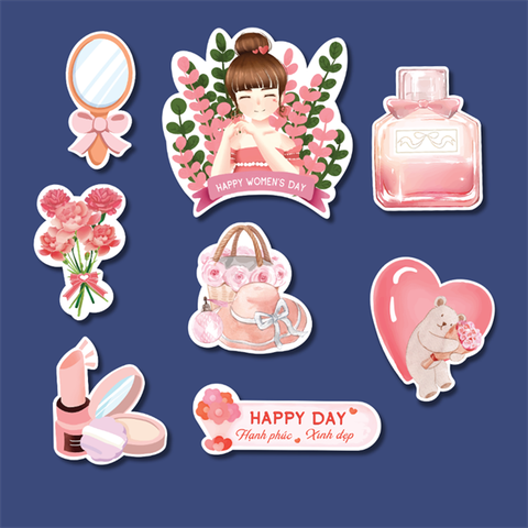 Set que giấy PN- phụ kiện hồng HẠNH PHÚC + XINH ĐẸP (combo 2)