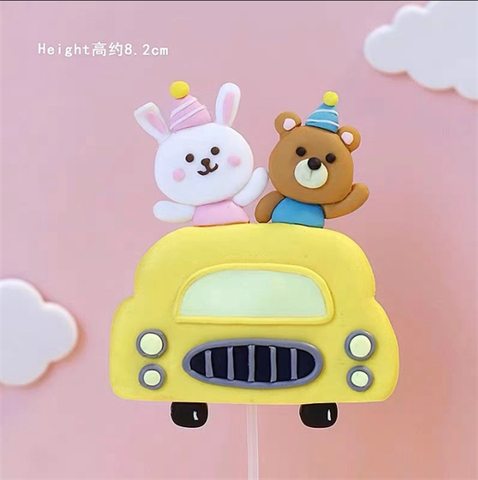 Que SLC kute GẤU, THỎ lái oto VÀNG