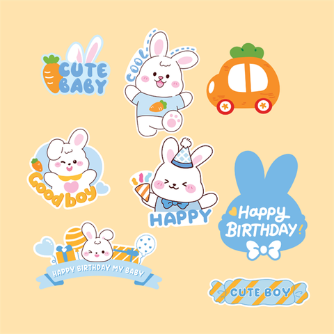 Set que giấy THỎ XANH CUTE BOY (combo2)