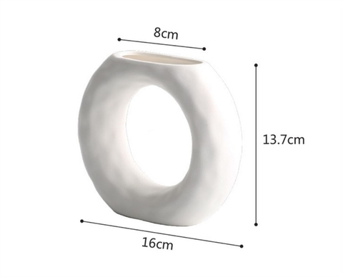 Bình decor tròn miệng rộng size NHỎ màu TRẮNG 16*13.5*4