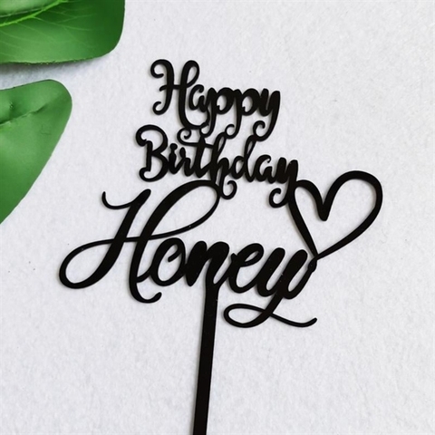 #Topper mica HPBD Honey Đen(MẪU ĐẸP)