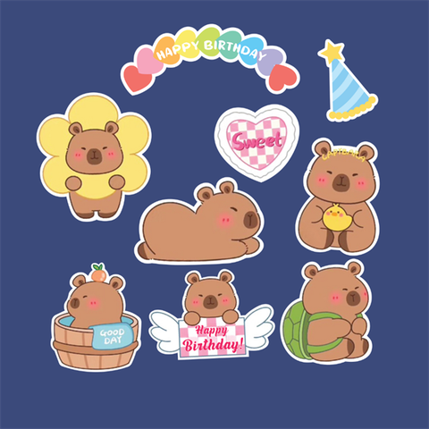 Set que giấy-Chuột lang nước CAPYBARA hoa vàng