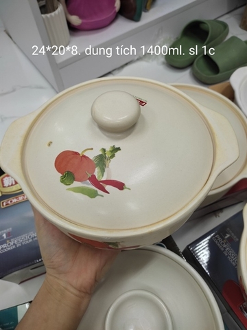 Nồi lẻ 43 trắng hoạ tiết rau củ 1400ml