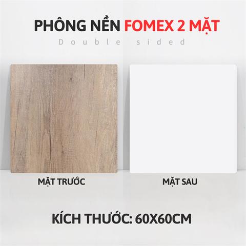 Tấm phông nền fomex hai mặt 60*60cm - VÂN GỖ + TRẮNG