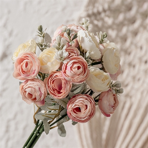 Bó hoa hồng 2 màu HỒNG TƯƠI (30cm x 6 cành)