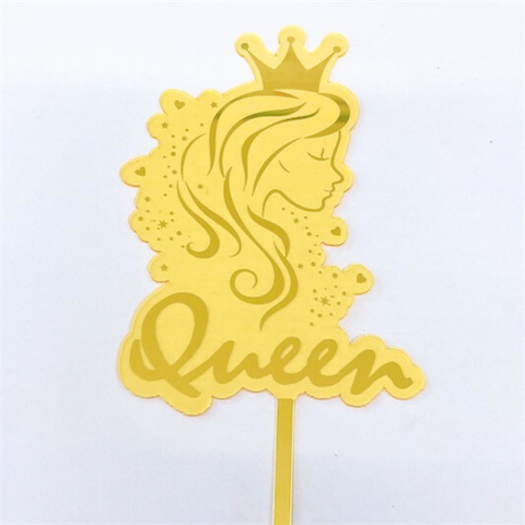 Que cắm mica cô gái trong chữ Queen VÀNG