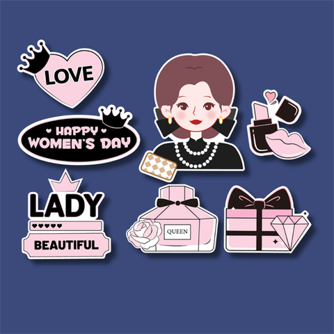 Set que giấy 20-10 PN LADY ĐEN - HỒNG phụ kiện (combo2)