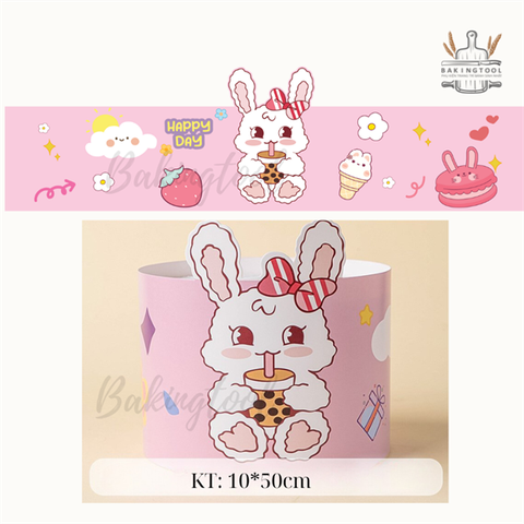 Quấn bánh giấy 1/6 Thỏ HỒNG (Set 10 tờ)