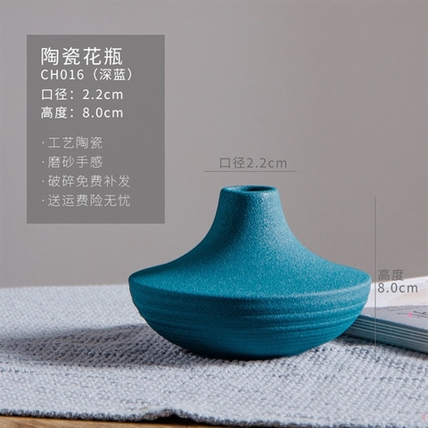 BH13- Bình hoa chân to cổ ngắn màu xanh cổ vịt 12*8cm