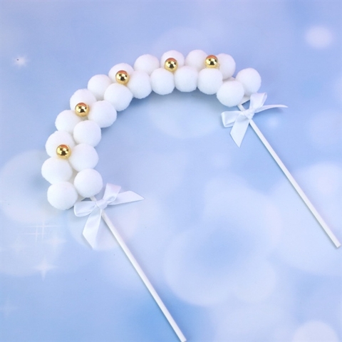 Cổng bông TRẮNG + hạt VÀNG TO