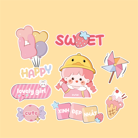 Set que giấy - TN Bé GÁI - SWEET- XINH ĐẸP NHẤT (combo2)