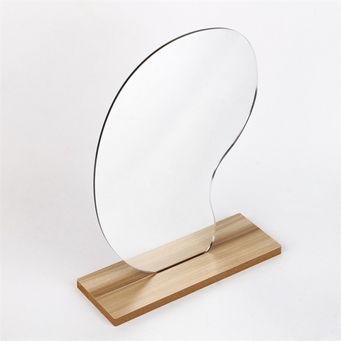 Gương trang điểm đế gỗ 20cm - mẫu hạt đậu