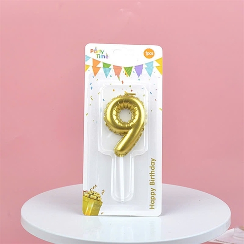 Set 10 NẾN BÓNG BAY số 9 màu vàng