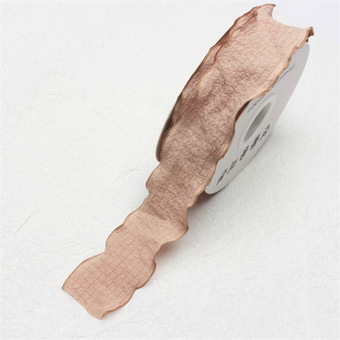 RB lụa nhăn đuôi cá NÂU NHẠT (4cm*10m)