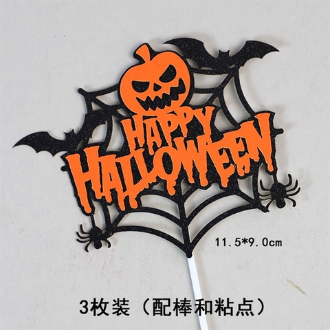 Set 3 que cắm 2 lớp BÍ NGÔ + chữ HAPPY HLW màu CAM