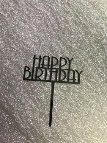 Topper Mica HPBD chữ in gạch chân ĐEN