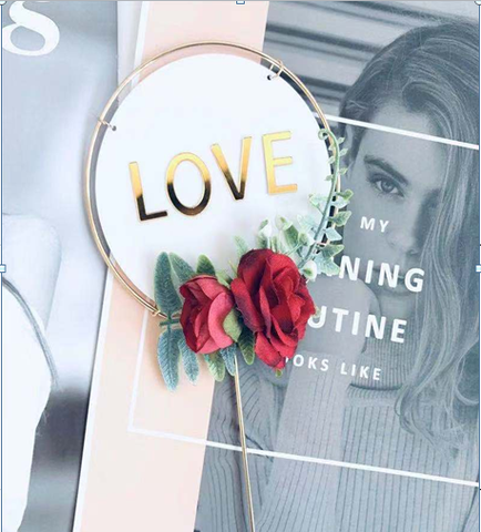 Mica sắt tròn love hoa TRẮNG