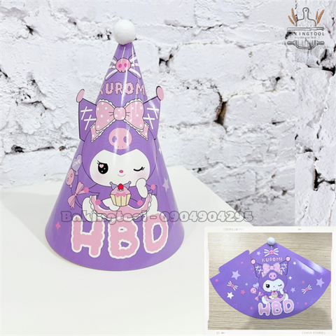Mũ sinh nhật giấy bông chóp-KUROMI (set 10)