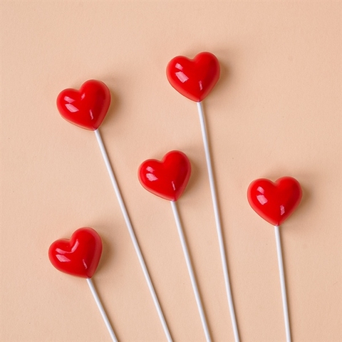 Sét 5 tim ĐÁ màu ĐỎ TƯƠI