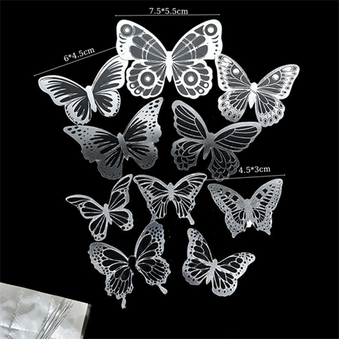 Set 10 bướm MICA TO NHỎ màu BẠC