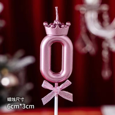 Set 10 nến số vương miện hồng số 0