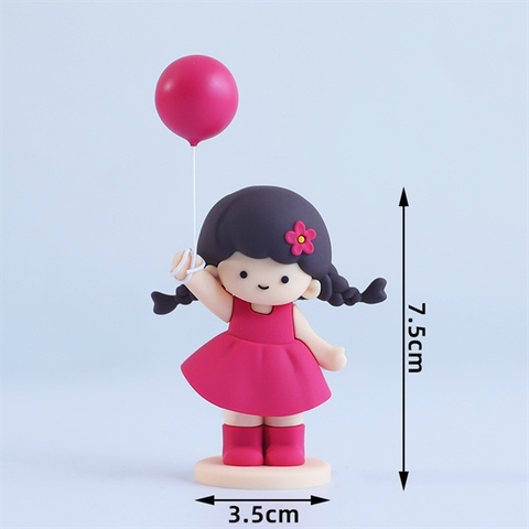 Kute siêu cấp bé gái váy HỒNG ĐẬM cầm bóng bay