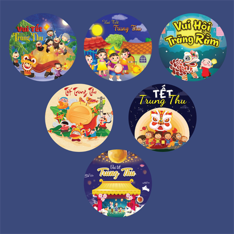 Set que giấy TT - 12 tag trung thu ĐK 9cm