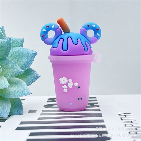 Kute SLC cốc trà sữa TÍM + BÁNH DONUT