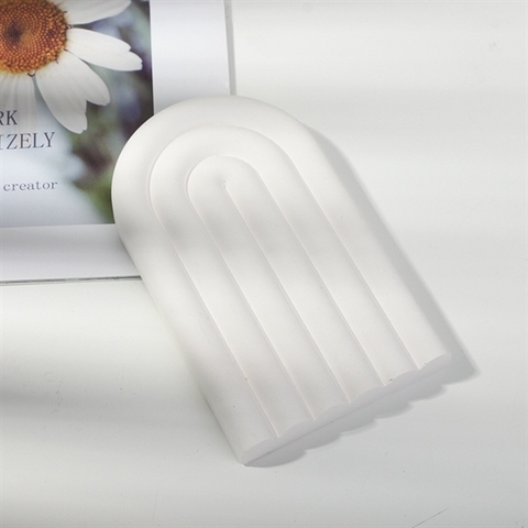 Khay cầu vồng thạch cao nhỏ dáng dài trắng sứ 11*7cm