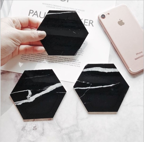đĩa décor lục giác màu đen