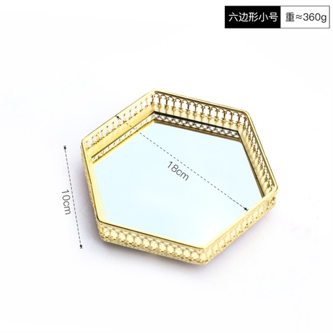 Khay gương hình thoi size nhỏ 20*4.5cm (họa tiết Châu Âu)