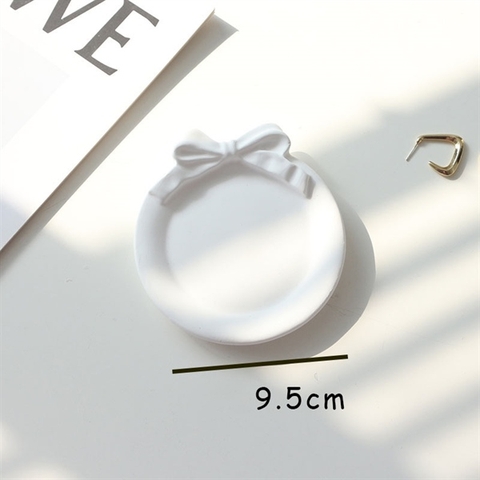 Decor thạch cao đĩa nơ tròn 9.5cm